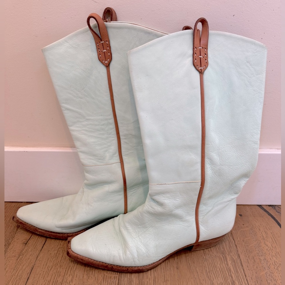 Free People - We the Free pale blue leather boots. Size 9.5 women’s.